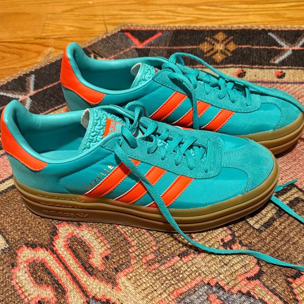 Adidas Turquoise and Orange Women's Sneakers